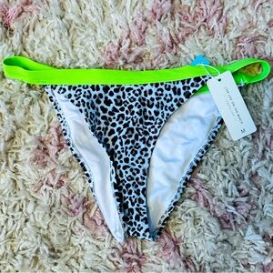 NWT Black & Neon Green Leopard Print Bikini Bottom-MED